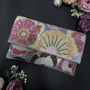 Silver floral pouch