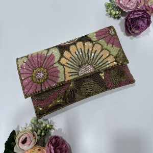 Gold floral pouch