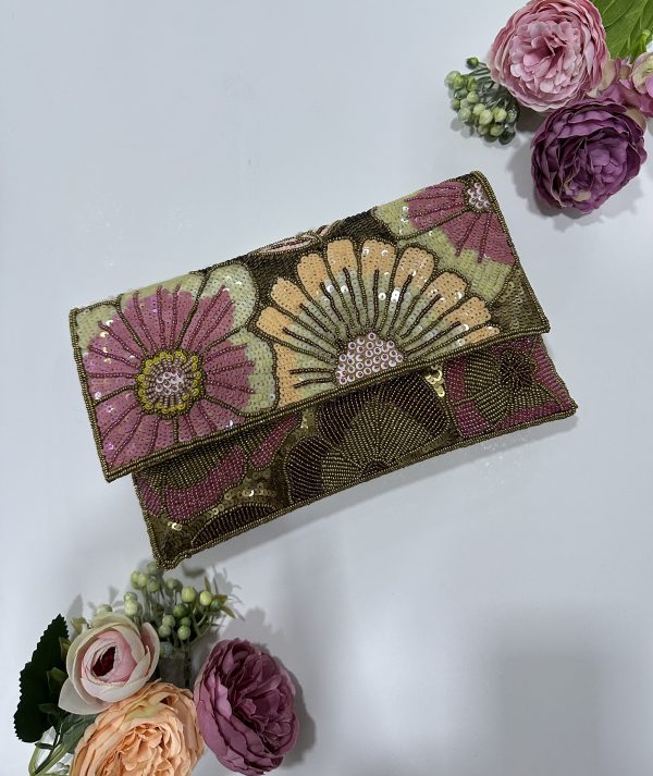 Gold floral pouch