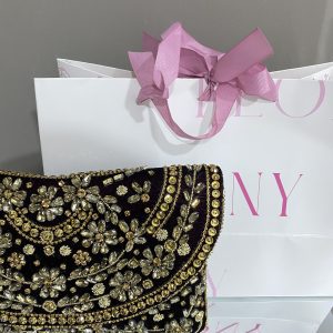 Purple velvet with gold crystals